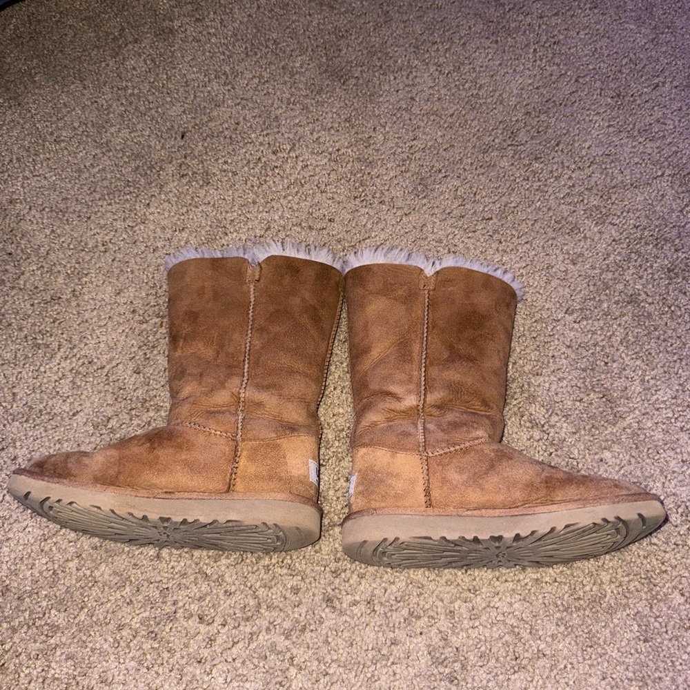 UGG Brown and White Winter Boots with Plush Lining
